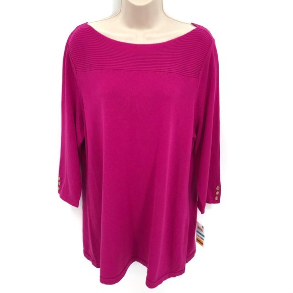 NWT Karen Scott Ballet Neck Sweater OX - Picture 1 of 5